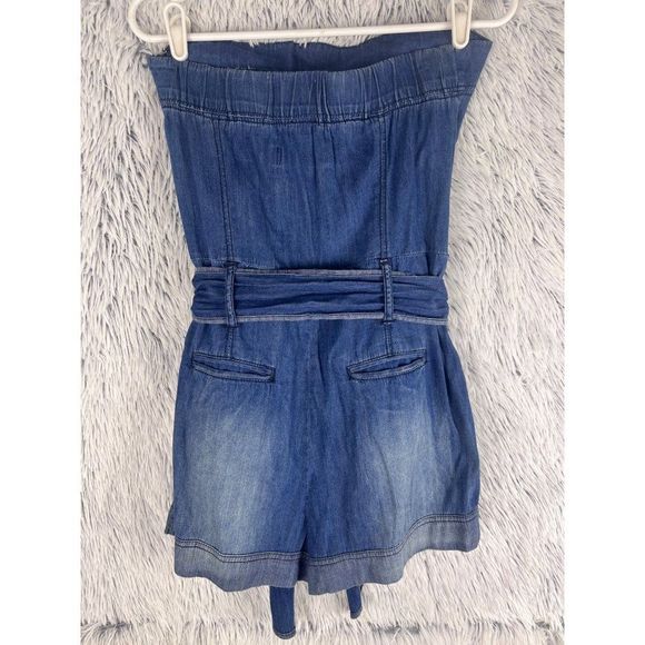 Celebrity Pink Jeans Denim Dress Womans Medium Strapless Belted Romper NWT - Picture 2 of 7